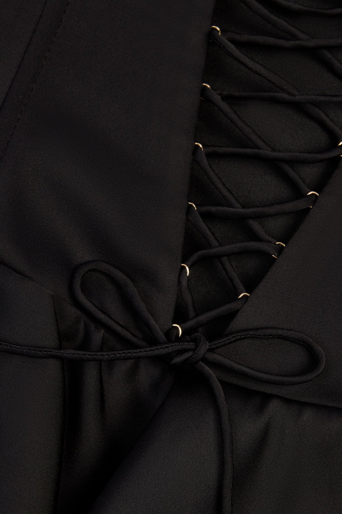 Ruffled Lace-Up Corset Playsuit in Black