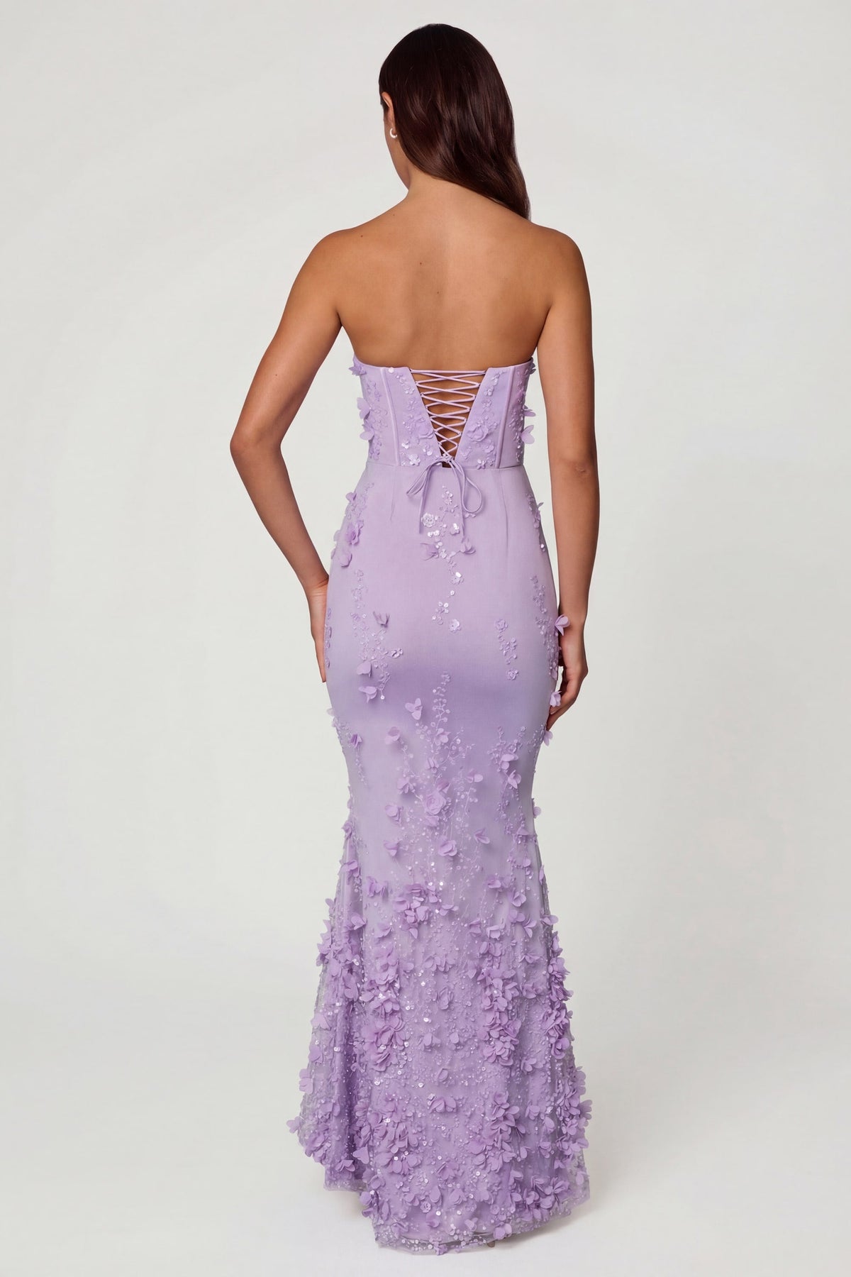 Lace-Up Corset Maxi Dress in Lilac