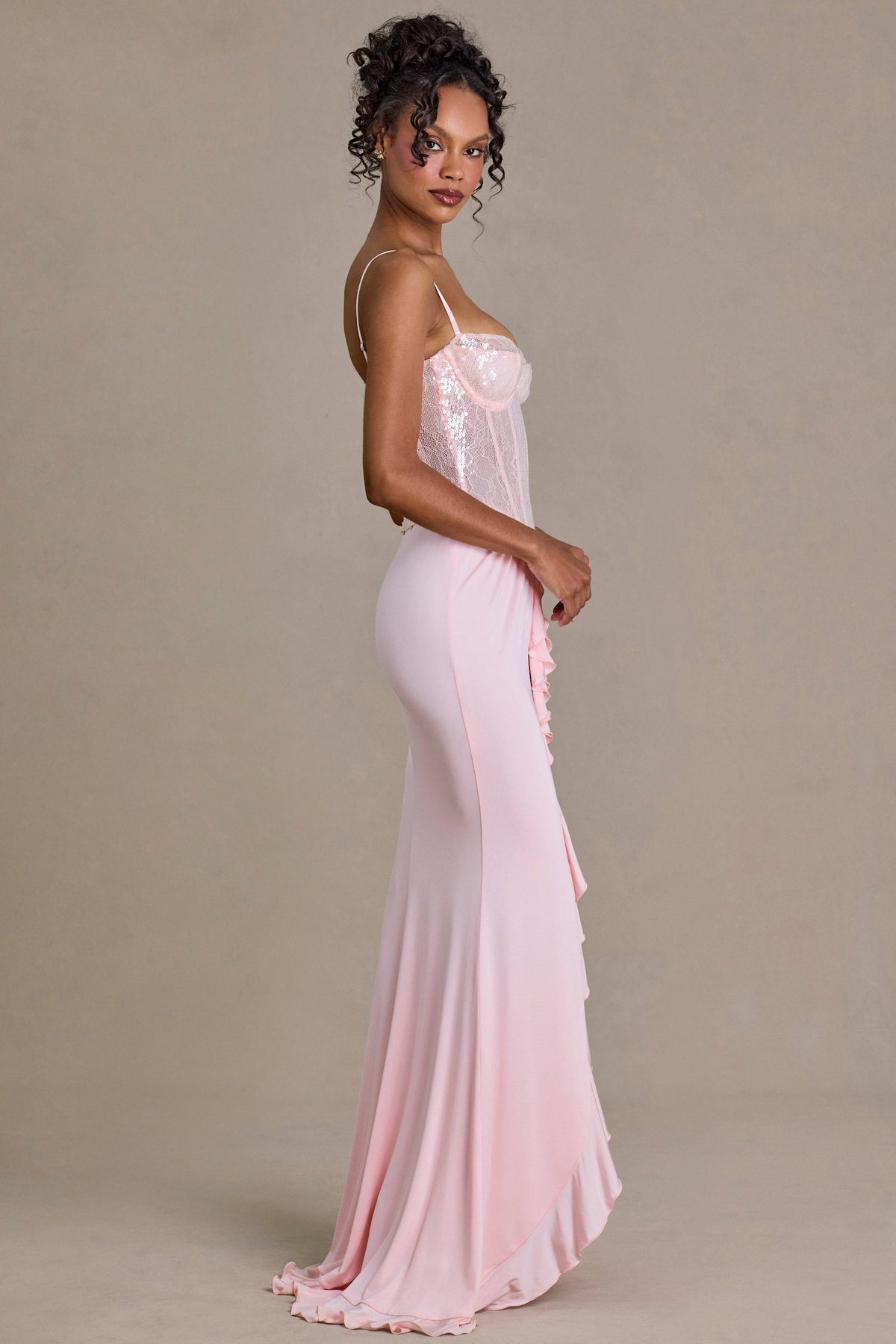 Embellished Lace Corset Gown in Blossom