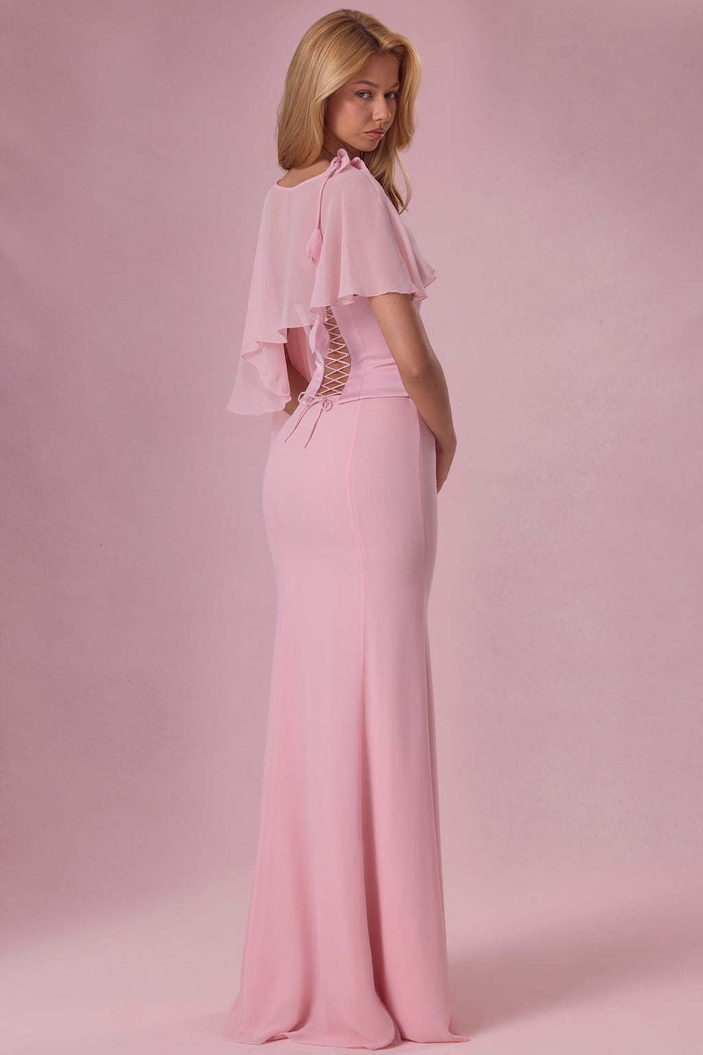 Chiffon Cape in Blush Pink