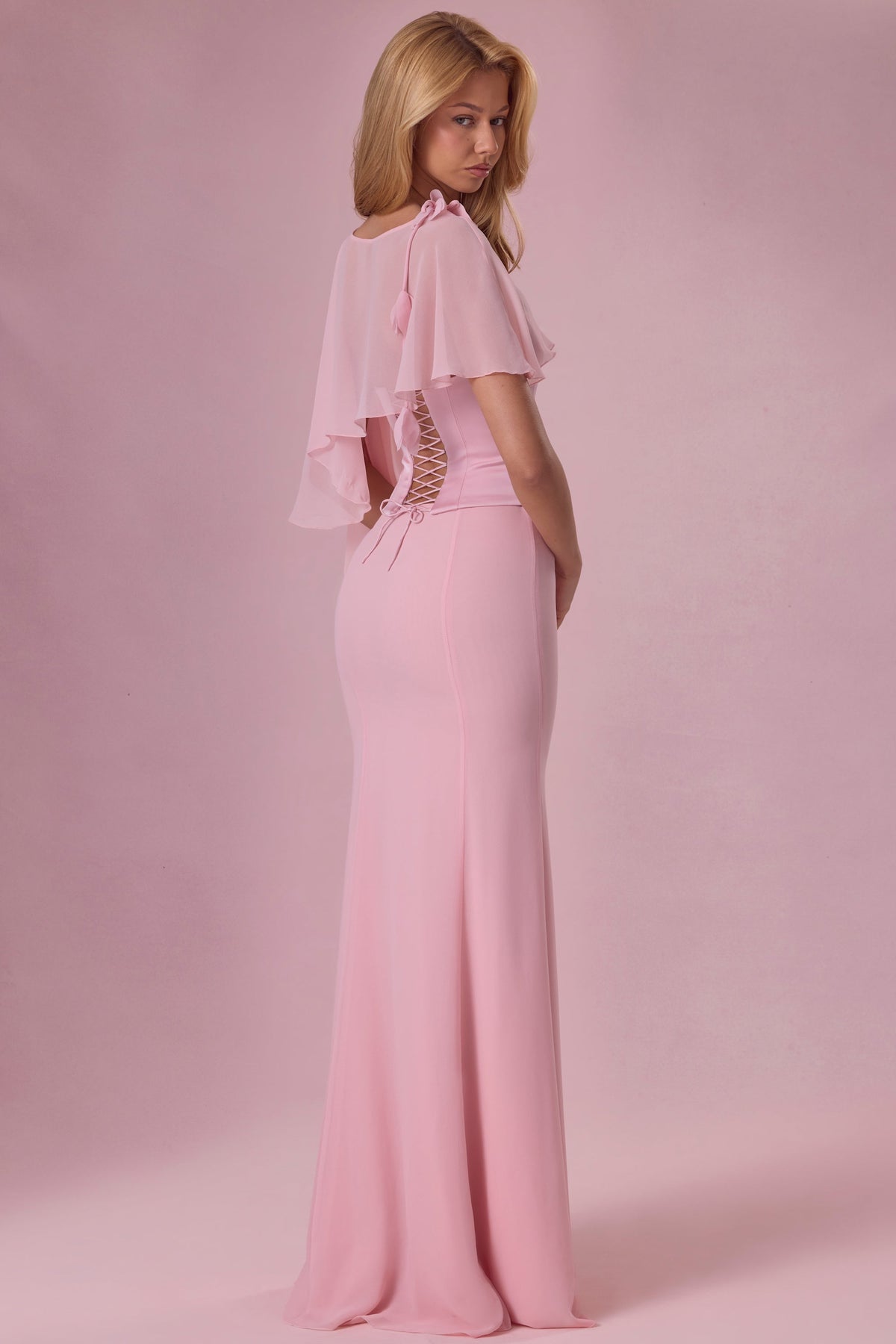 Chiffon Cape in Blush Pink