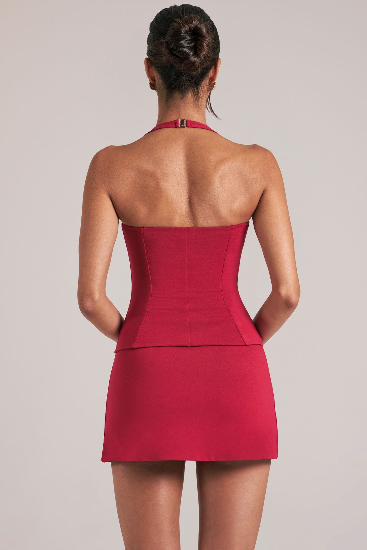 Longline Halterneck Top  in Cherry Red