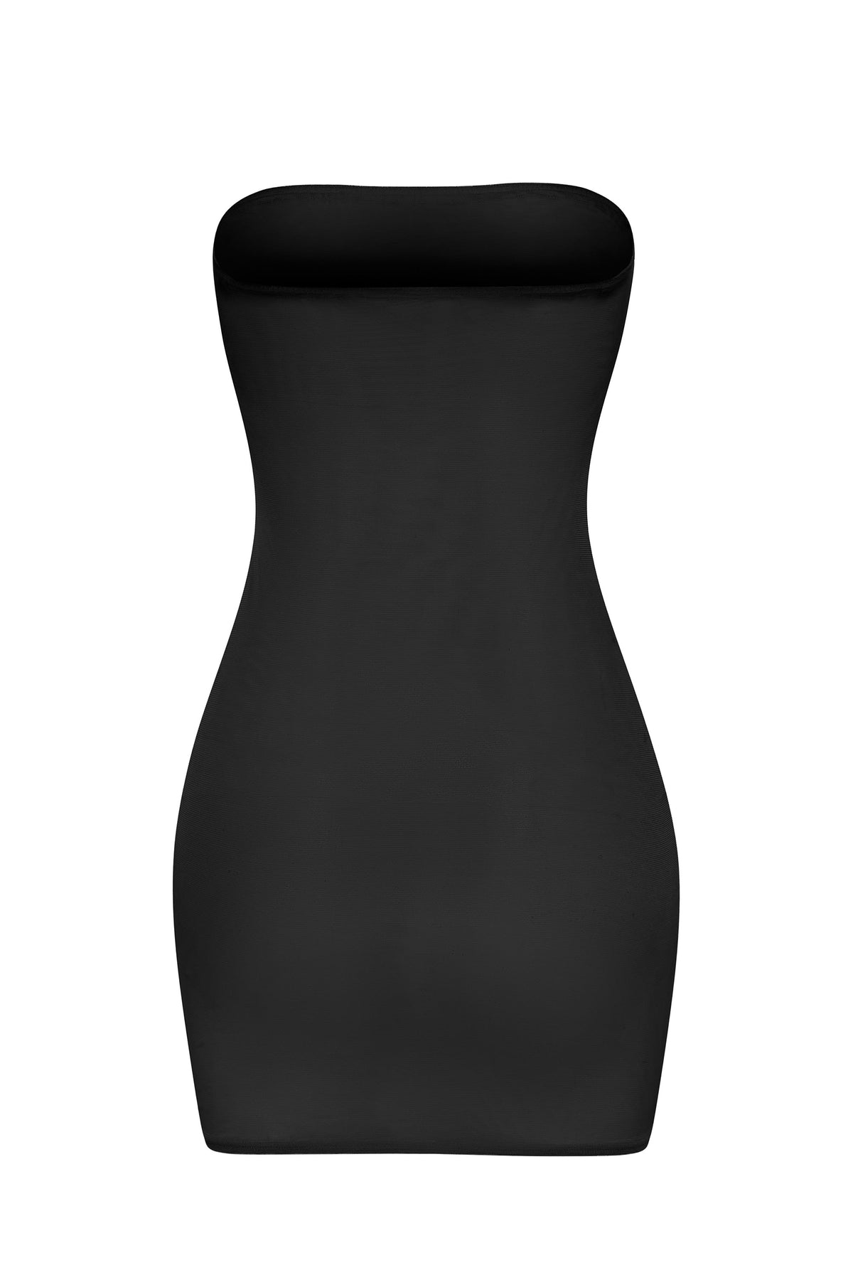 Soft Sheer-Mesh Bandeau Mini Slip Dress in Black