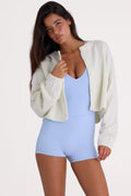 Knit Cropped Cardigan in Ivory