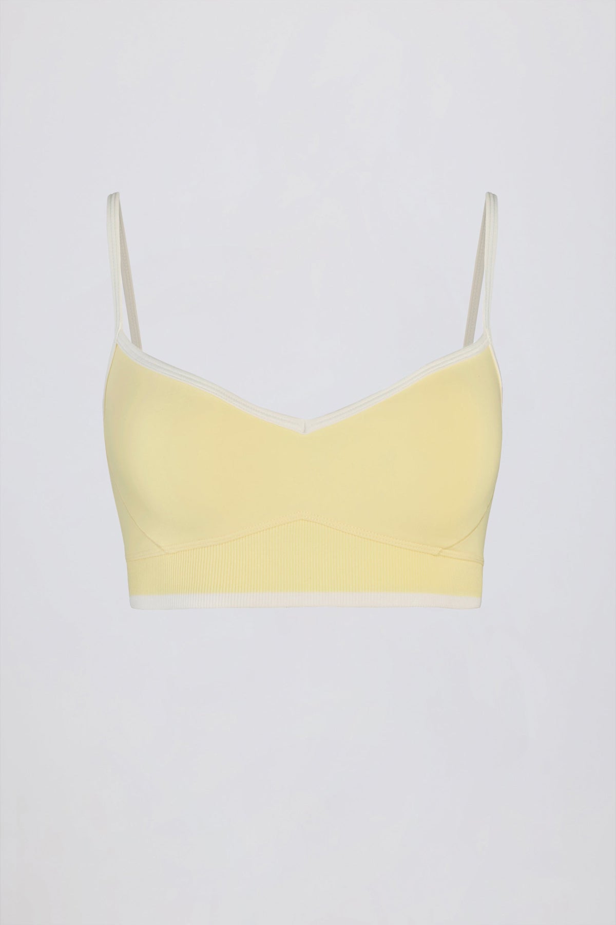 Soft Active Sweetheart-Neck Contrast Sports Bra in Lemon
