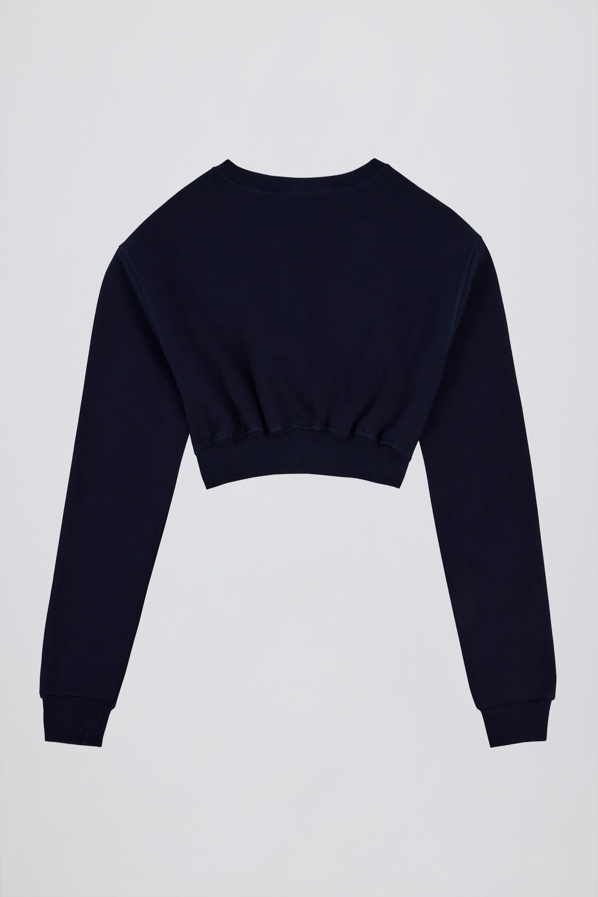 Brushed Jersey Button-Up Cropped Cardigan in Classic Navy