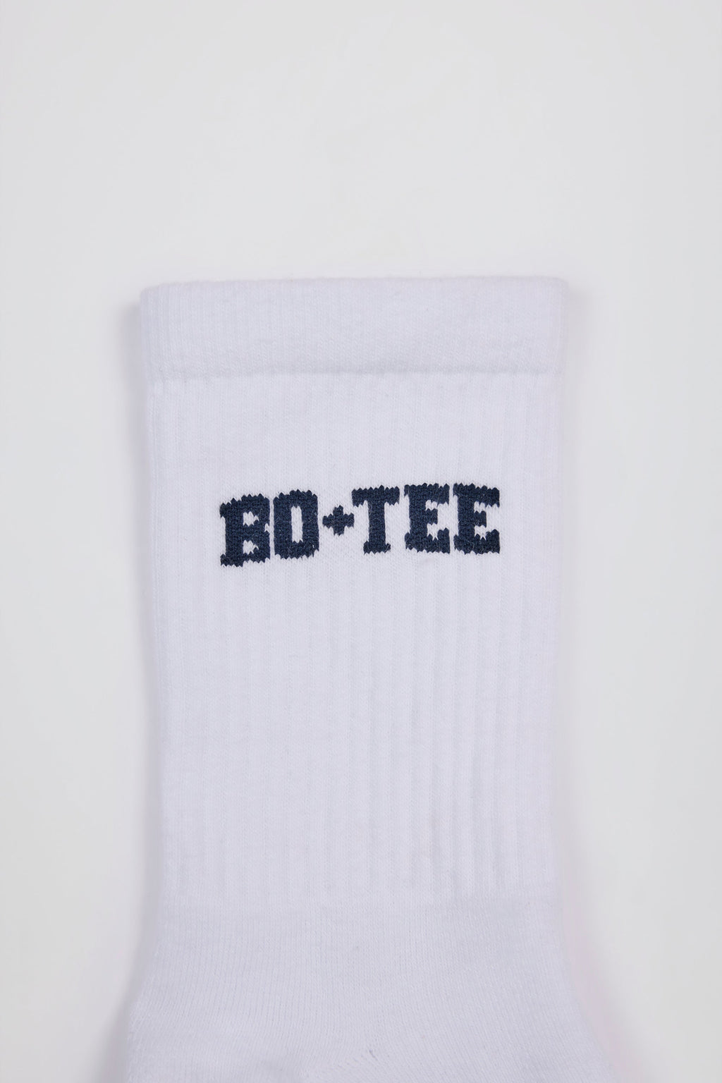 Ribbed Half-Crew Socks in White