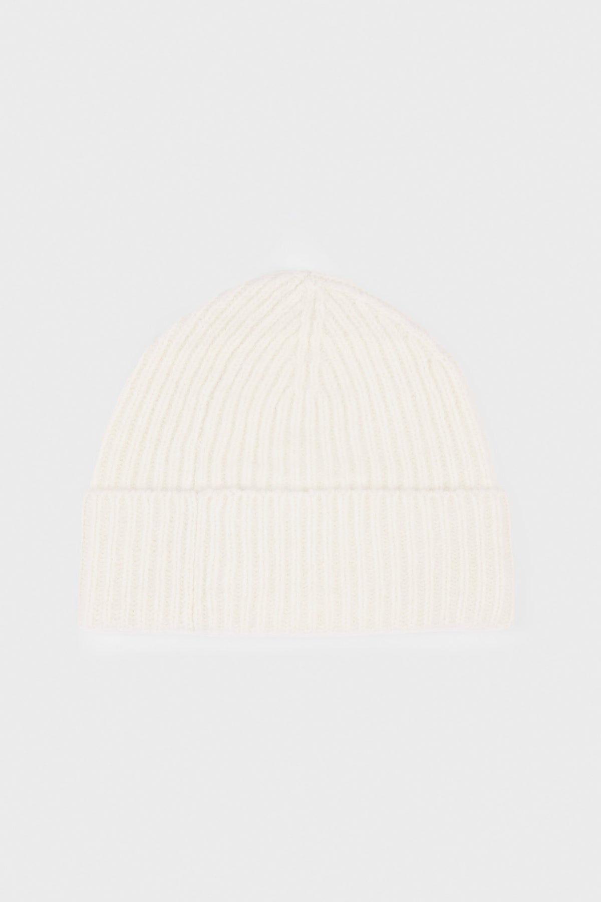 Ribbed Knit Beanie Hat in Ivory