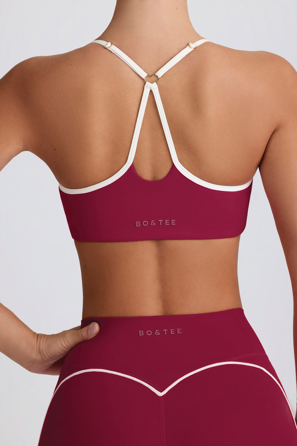 Soft Active Sweetheart-Neck Sports Bra in Cherry
