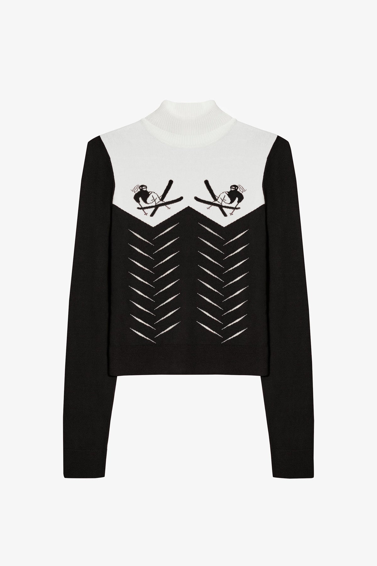Knit Long-Sleeve Fitted Top in Black