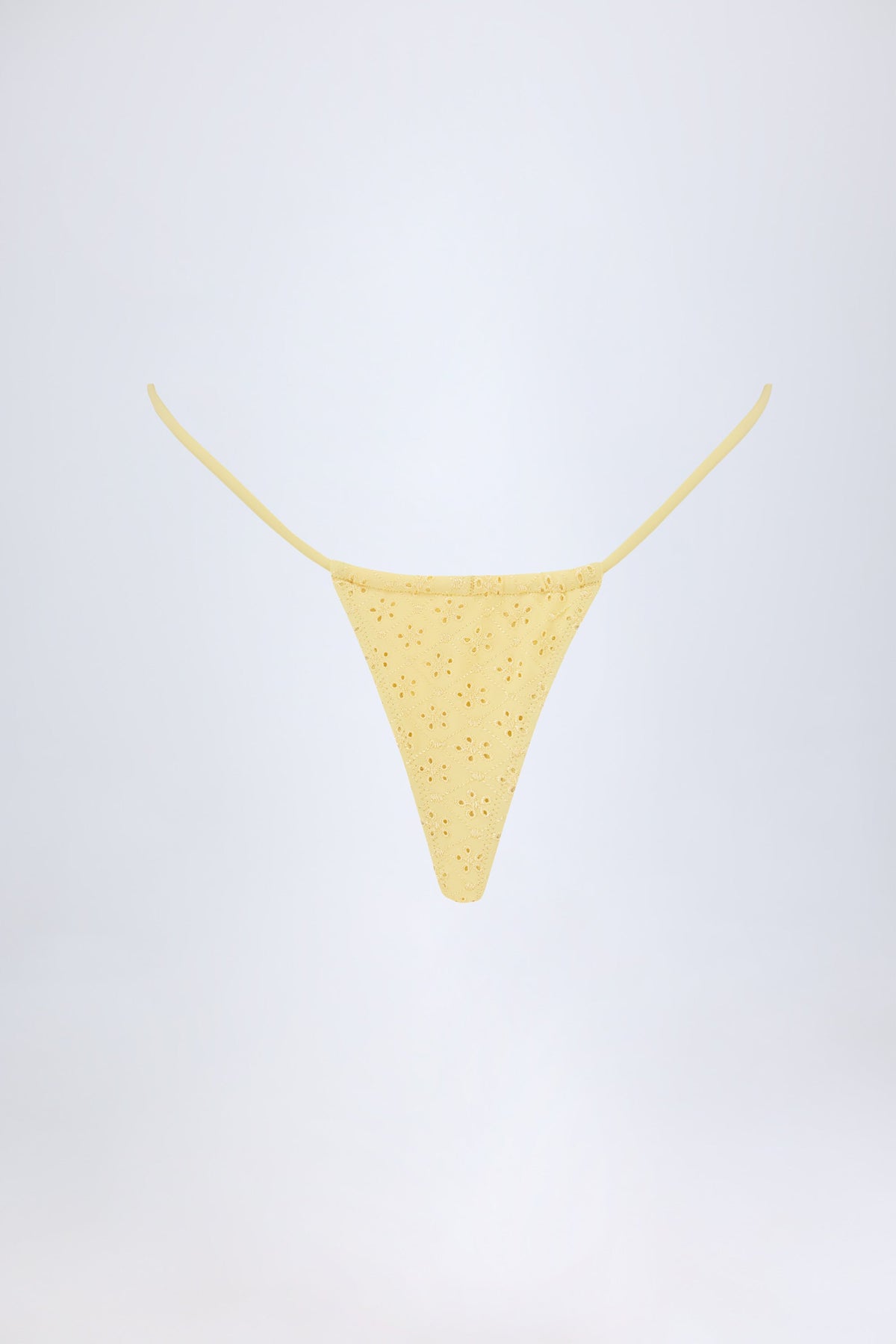 Broderie Anglaise Drawstring Bikini Bottoms in Lemon Yellow