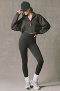 Cotton Jersey Acid Wash Cropped Sweatshirt  in Ash