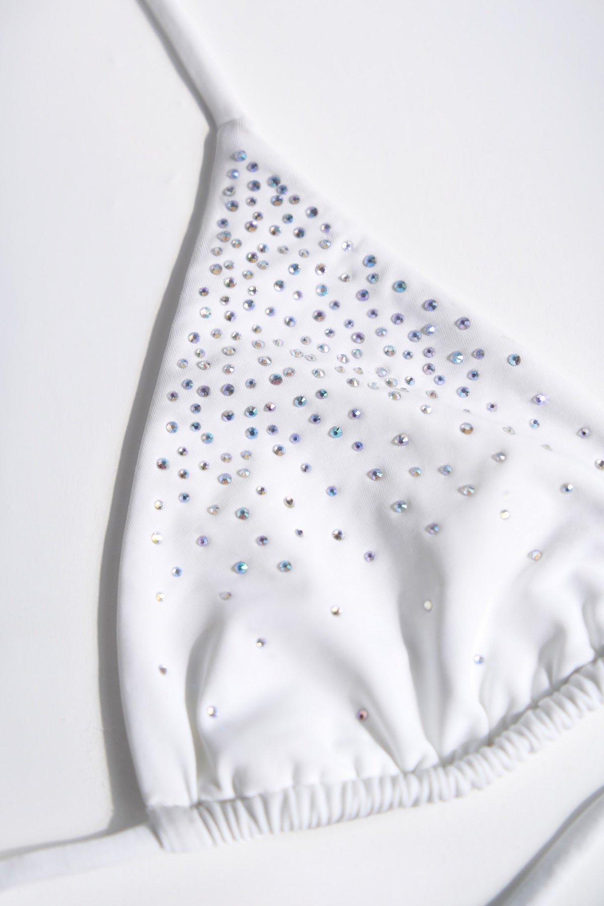 Embellished Triangle Bikini Top in White