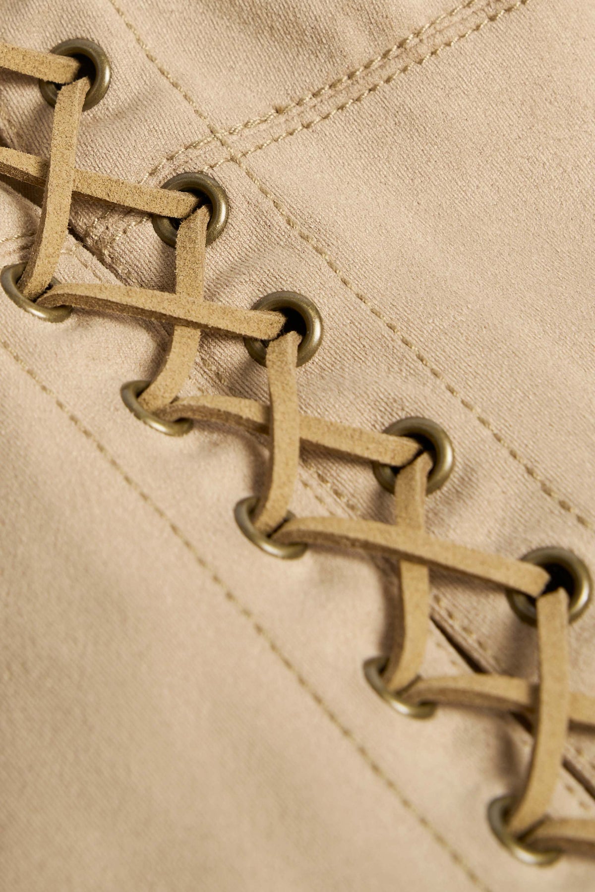 Lace-Up Top in Tan