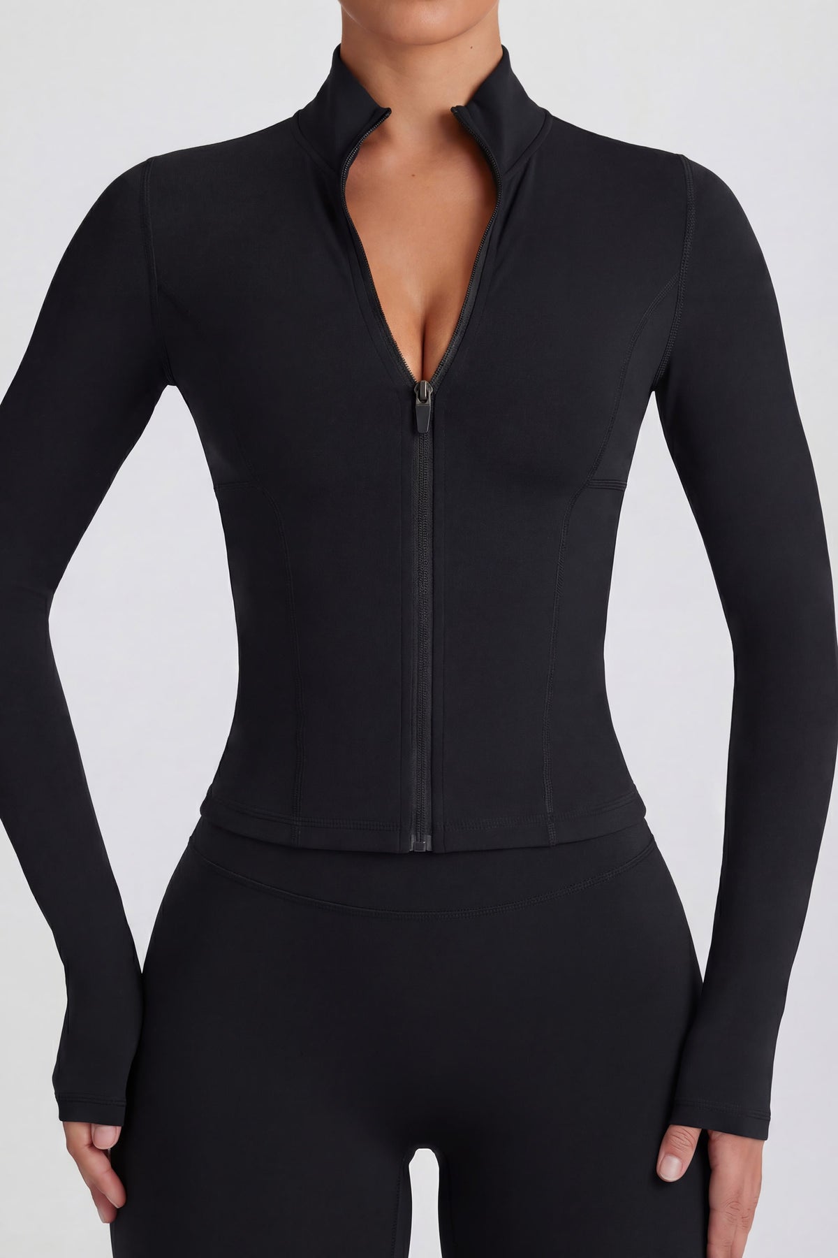 Soft Active Zip-Up Jacket in Black