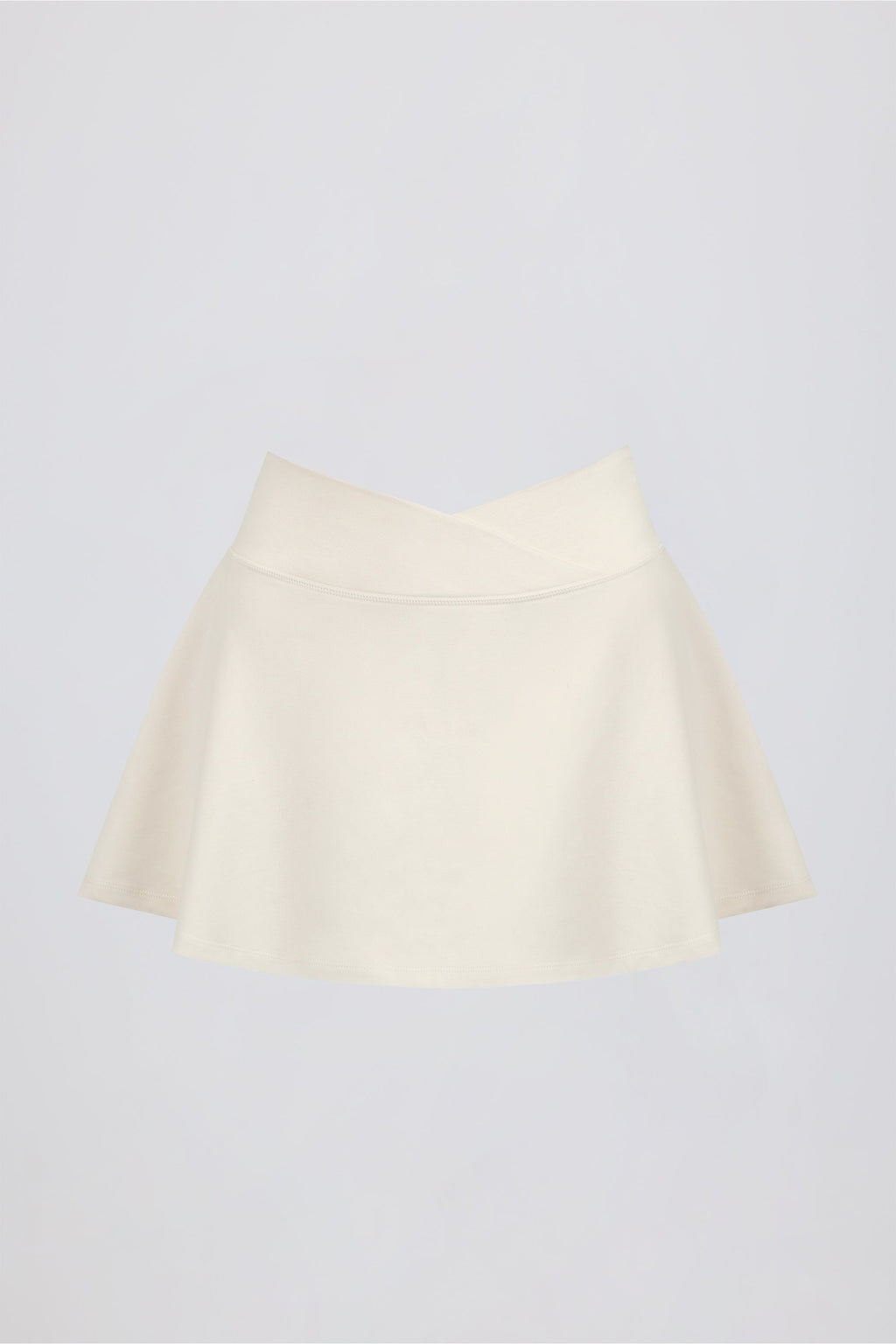 Brushed Jersey Crossover Mini Skort in Vanilla