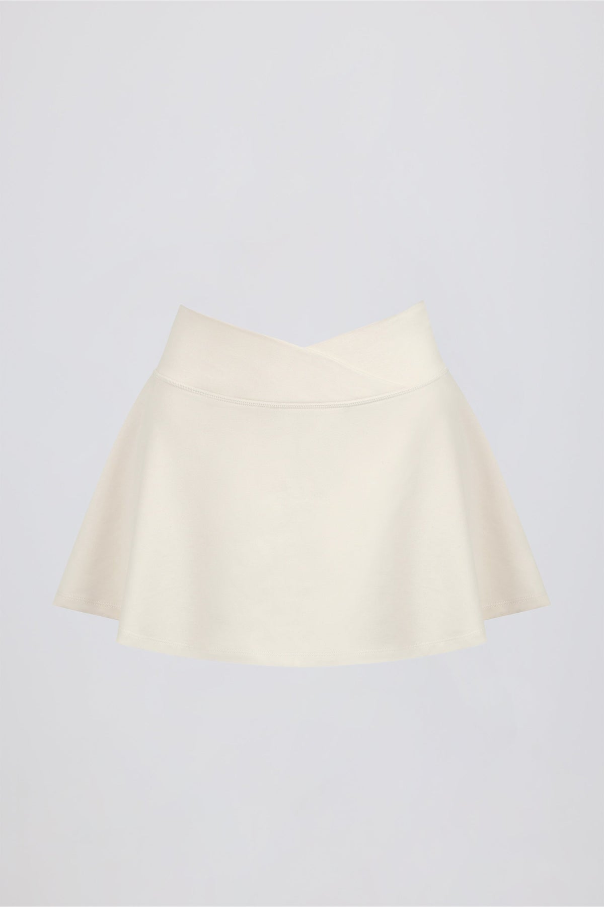 Brushed Jersey Crossover Mini Skort in Vanilla