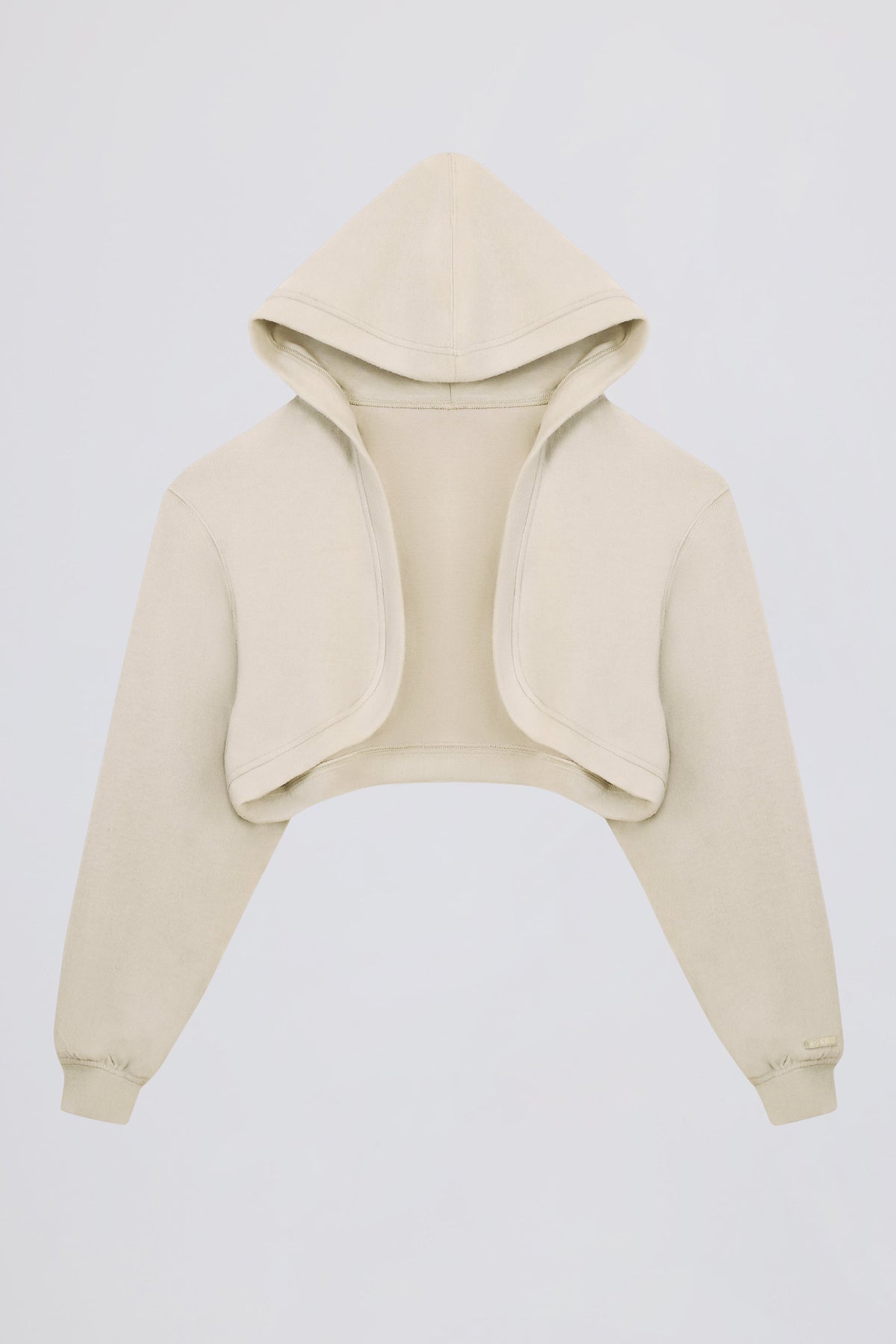 Brushed Jersey Hooded Cropped Shrug in Ecru