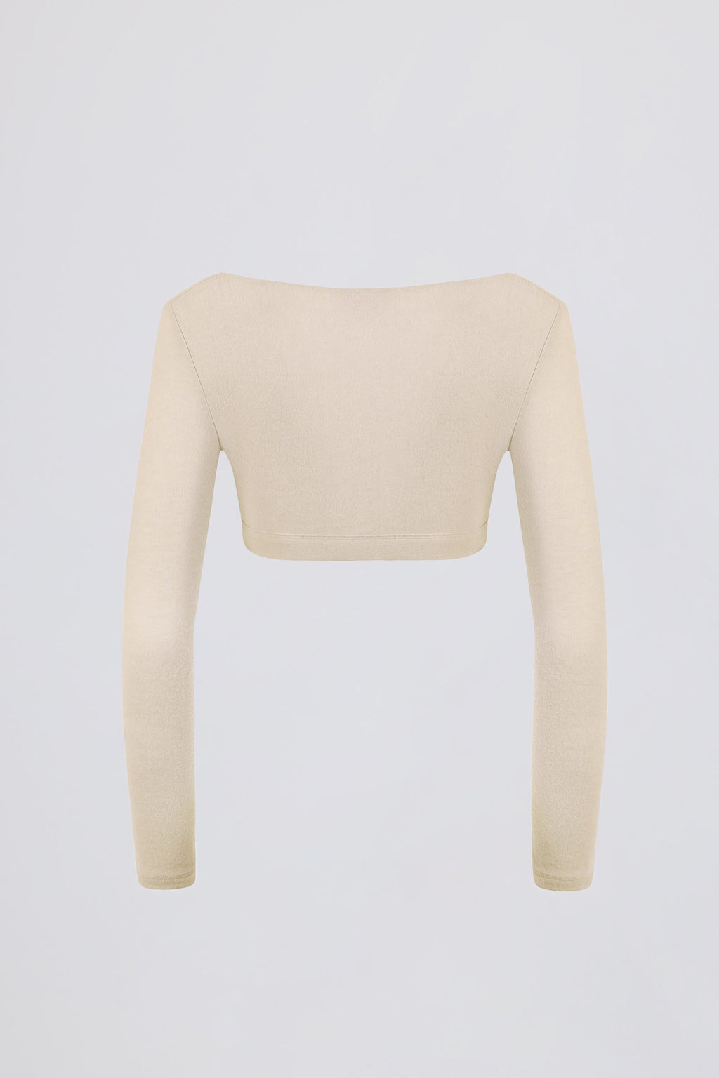 Brushed Jersey V-Neck Crop Top in Ecru
