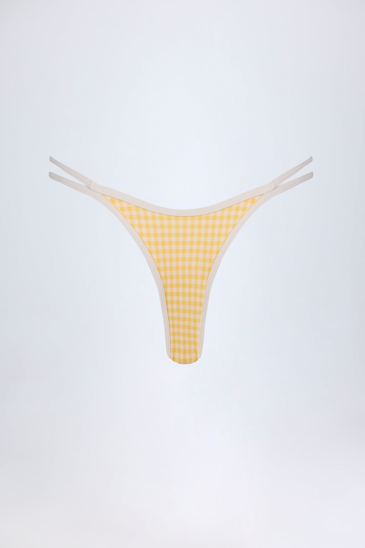Double-Strap Cheeky Bikini Bottoms in Yellow Gingham