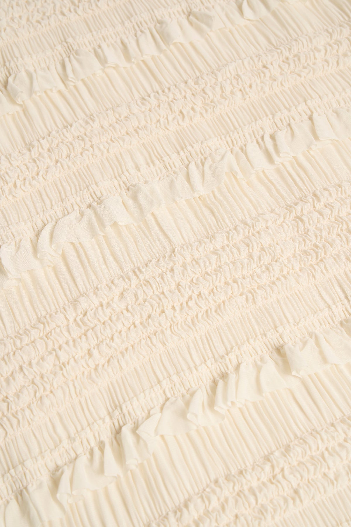 Ruffled Mid-Rise Maxi Skirt in Ivory