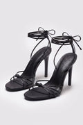 Lace-Up Heeled Sandal in Black
