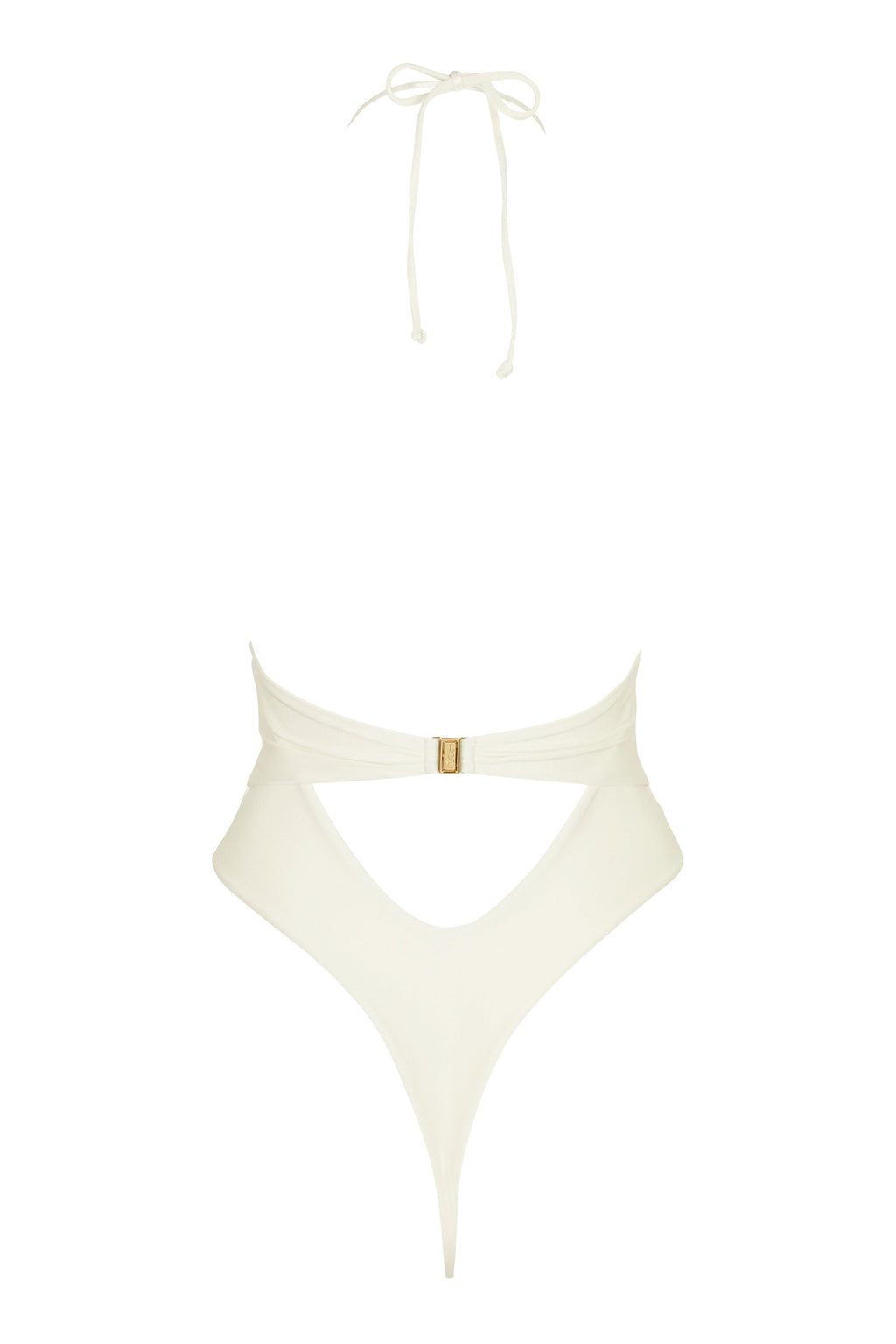 Halterneck Thong Swimsuit in Pearl