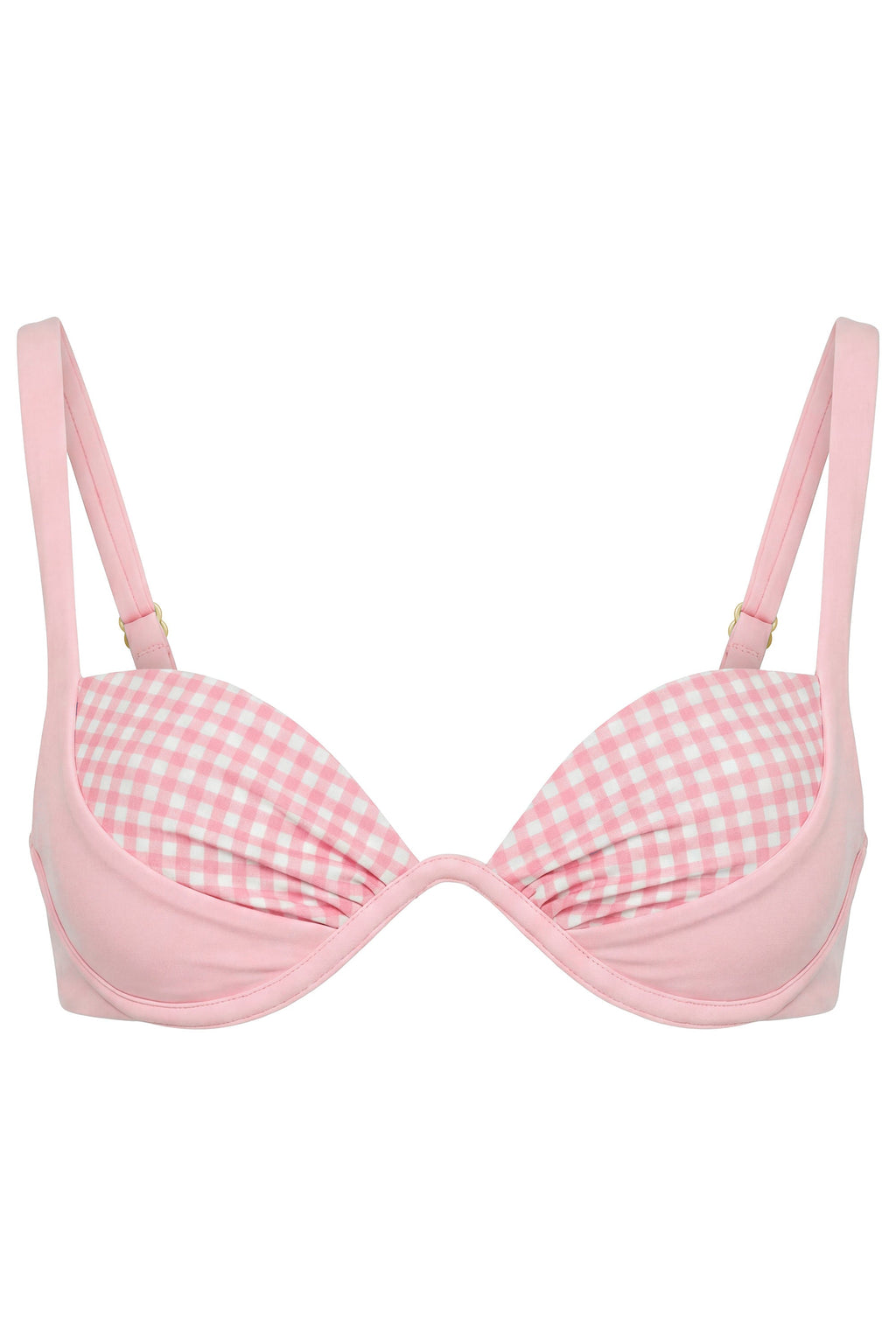 Underwired Bikini Top in Pink Gingham Print