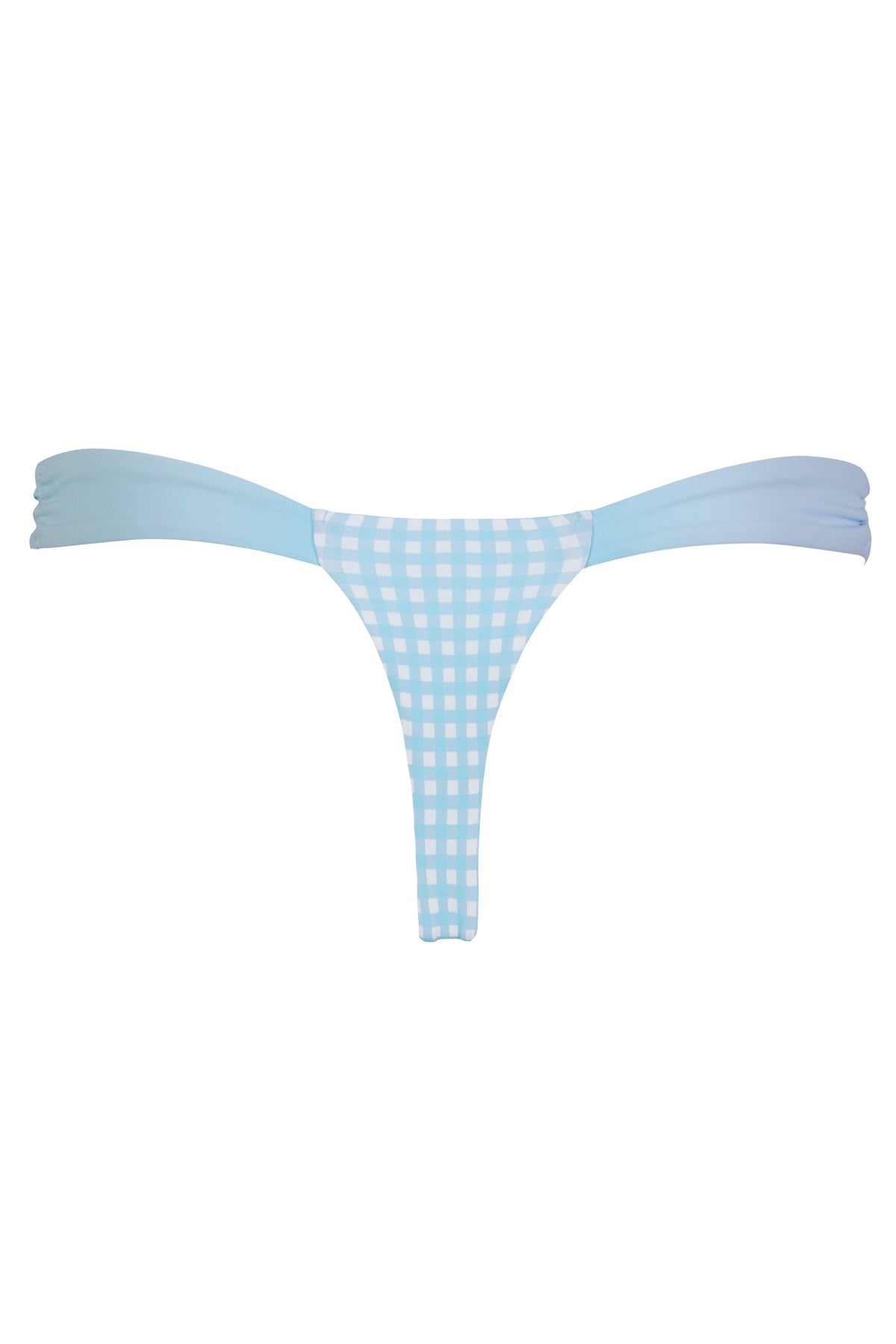 Thong Bikini Bottoms in Blue Gingham Print