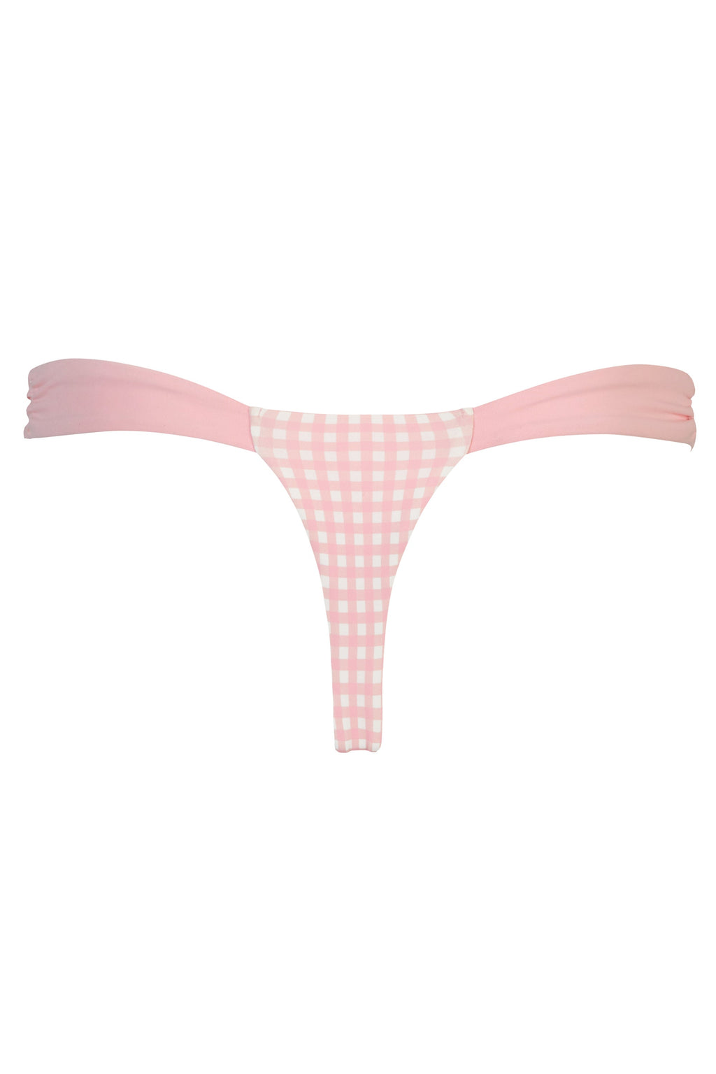 Thong Bikini Bottoms in Pink Gingham Print