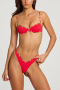 Thong Bikini Bottoms in Scarlet Red
