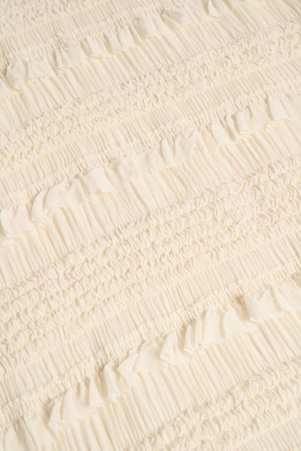 Ruffled Mid-Rise Shorts in Ivory