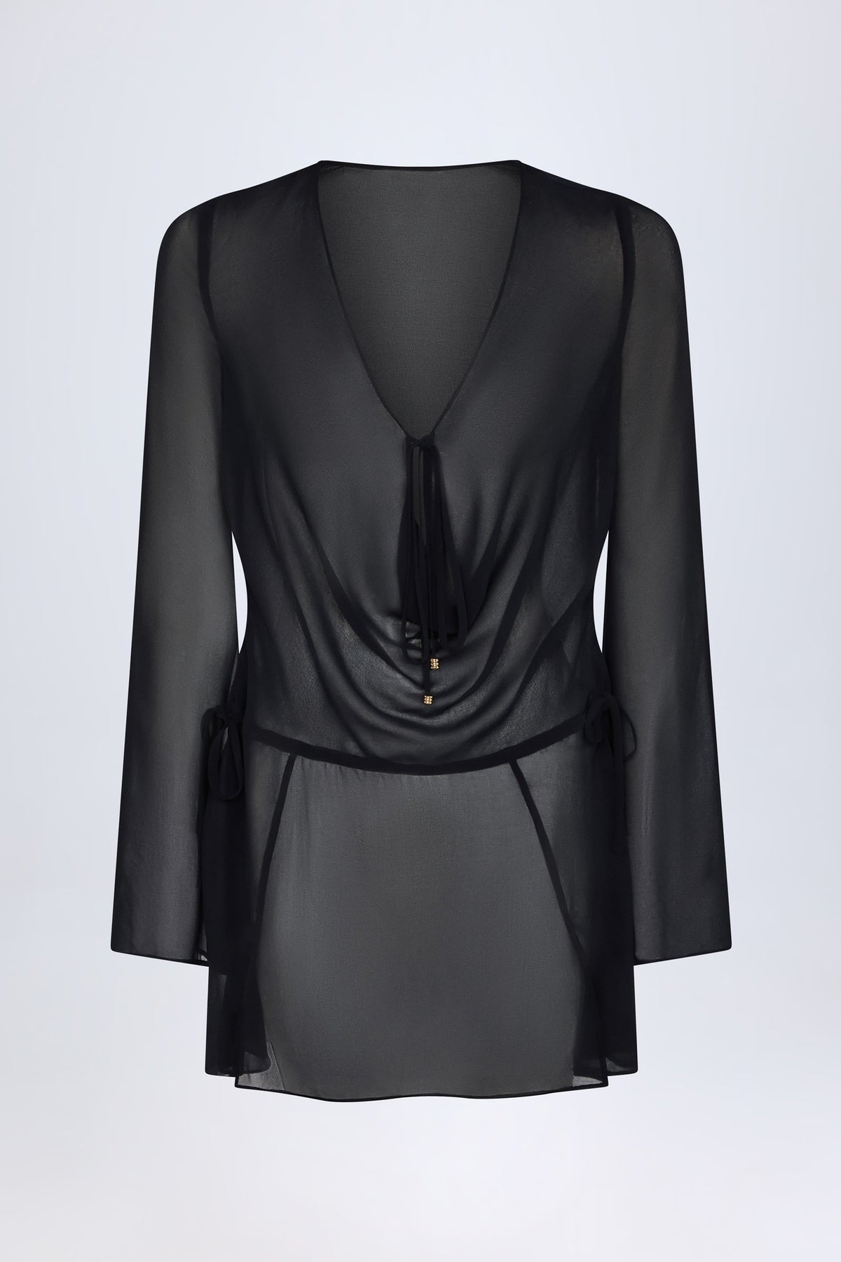 Cowl-Neck Mini Dress in Black