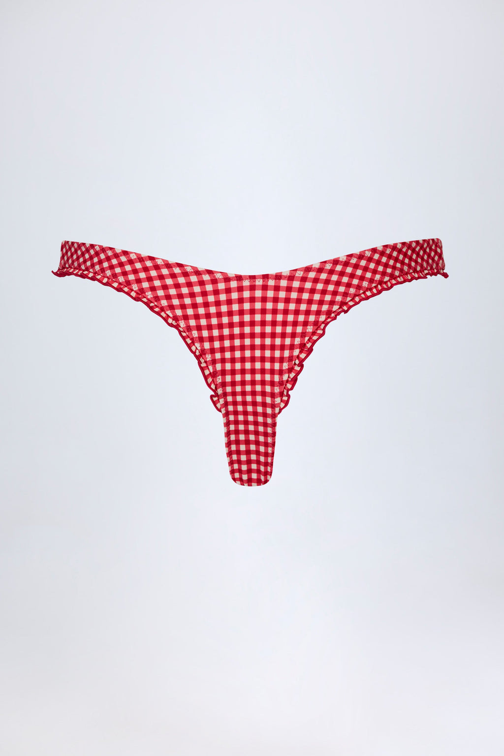 Ruffled Cheeky Bikini Bottoms in Red Gingham