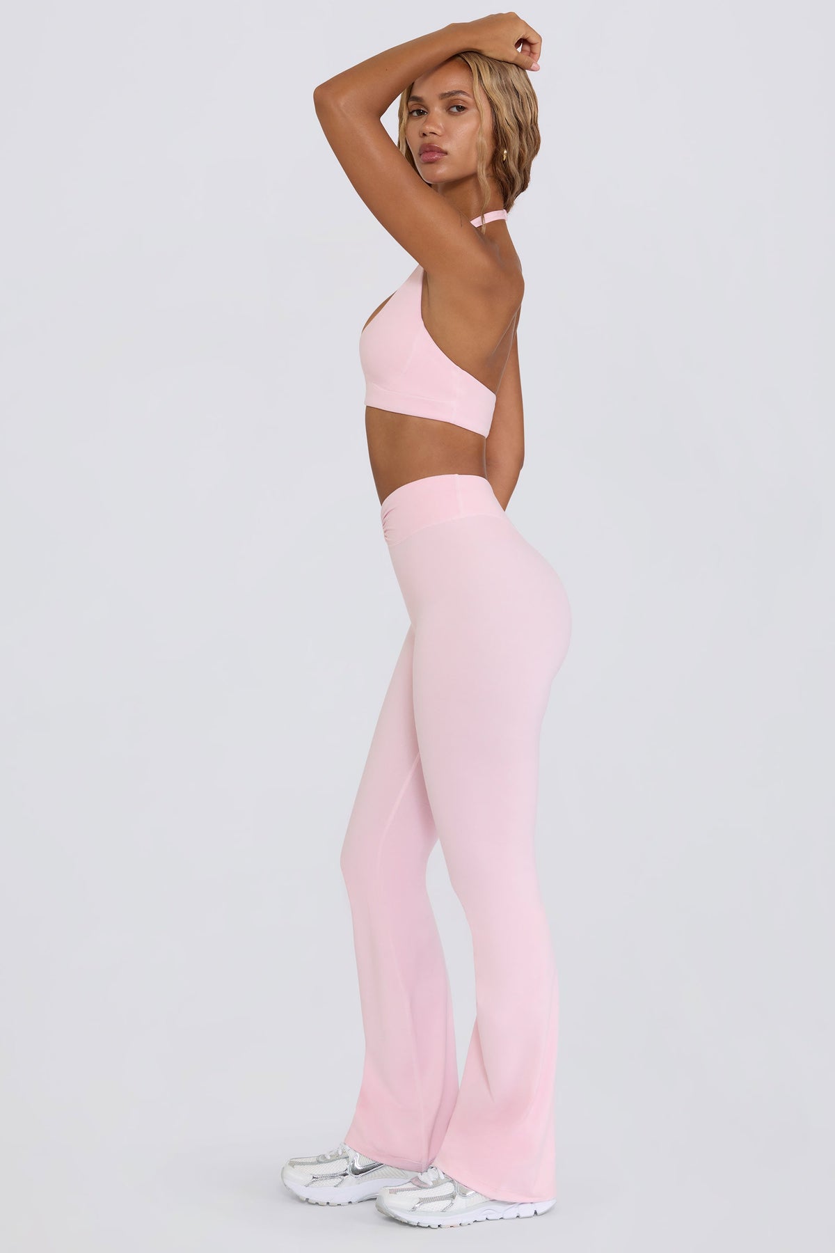 Brushed Jersey Ruched Flared Trousers in Bloom