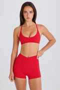 Soft Active Pocket V-Waist Mini Shorts in Strawberry