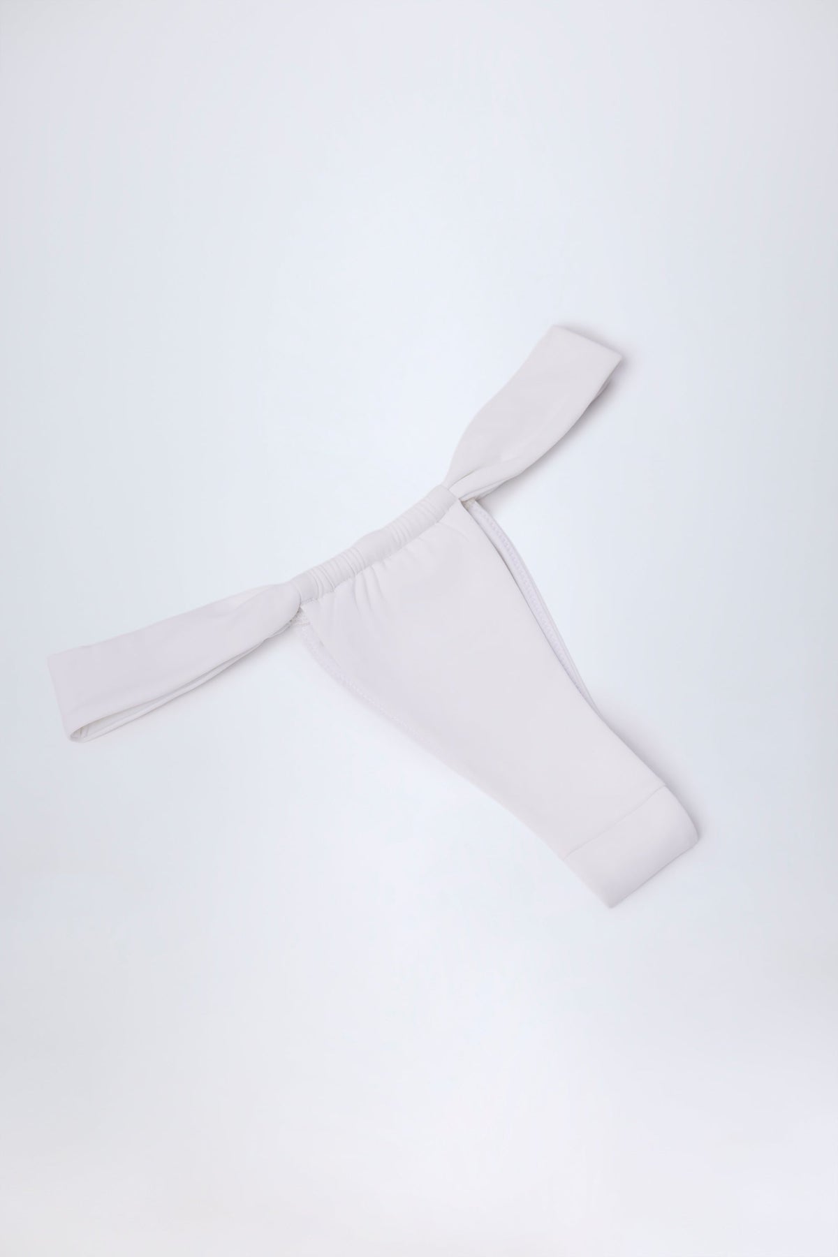 Ruched Thong Bikini Bottoms in White