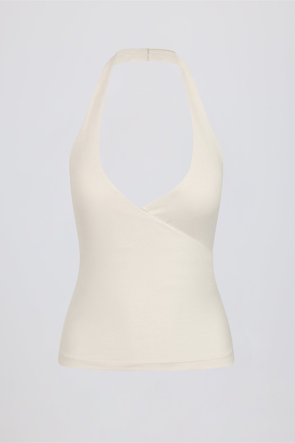 Halterneck Open-Back Tank Top in Vanilla
